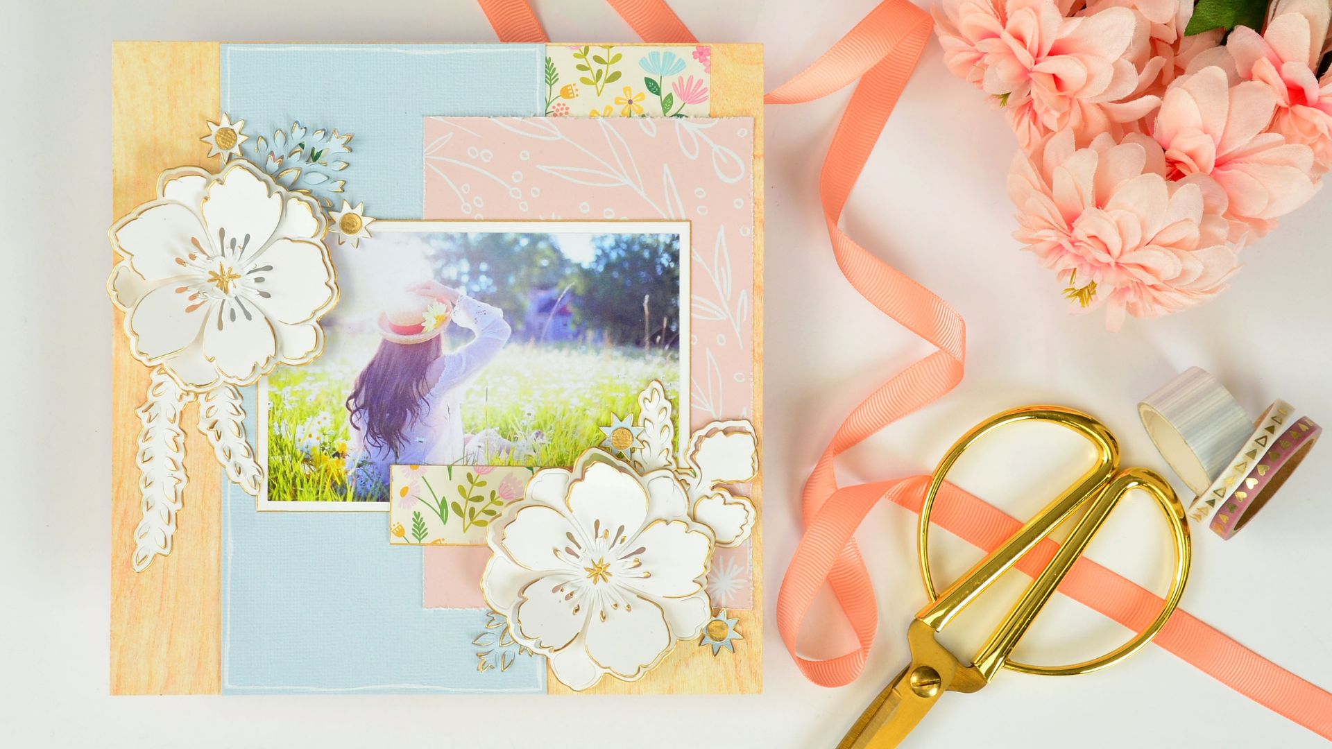 Scrapbook ideas with pastel floral elements