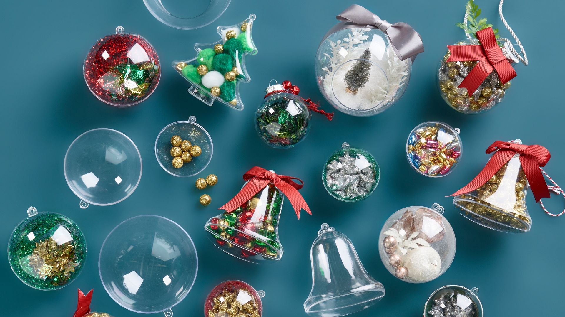 DIY fillable clear baubles in assorted shapes and sizes