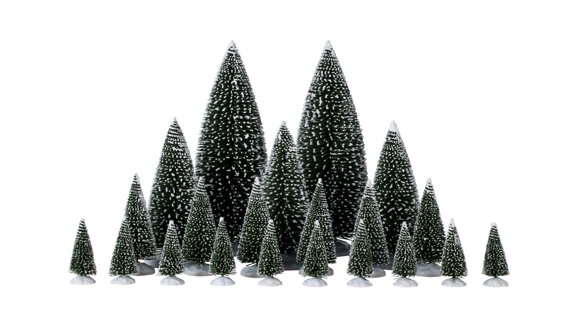 Assorted frosted undecorated Christmas trees