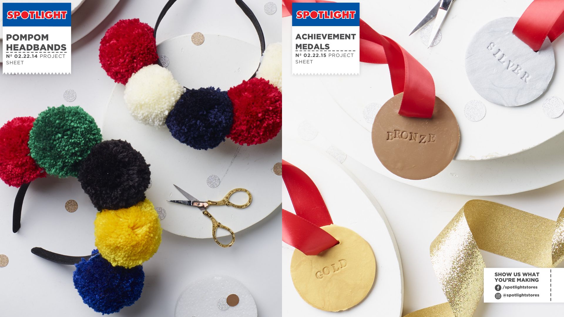 Pom Pom Headbands and Achievement Medal projects