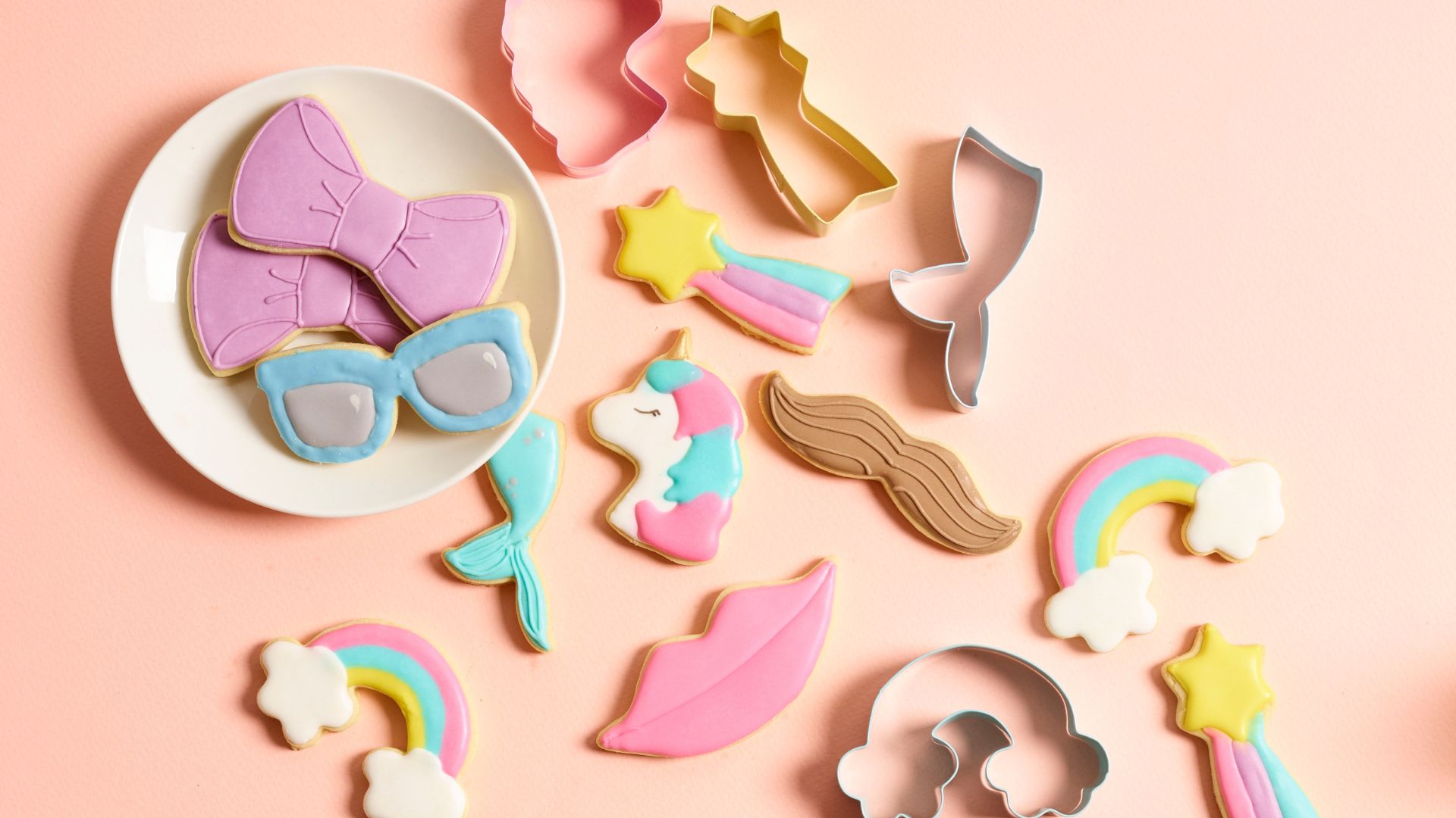 Decorated sugar cookies with piped icing designs