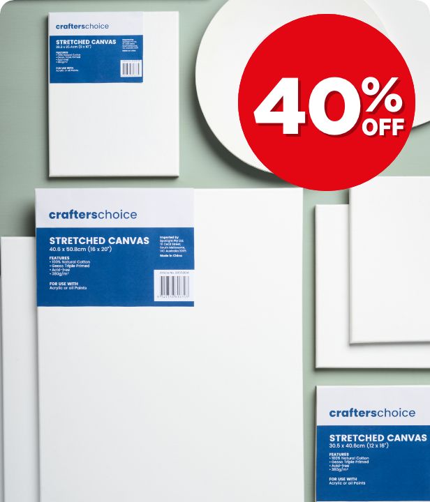 40% Off All Single Stretched Canvas, Panels, Boards & Floating Frames