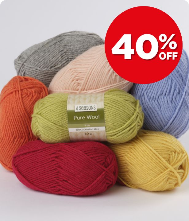 40% Off All 4 Seasons Pure Wool 8 Ply Yarn