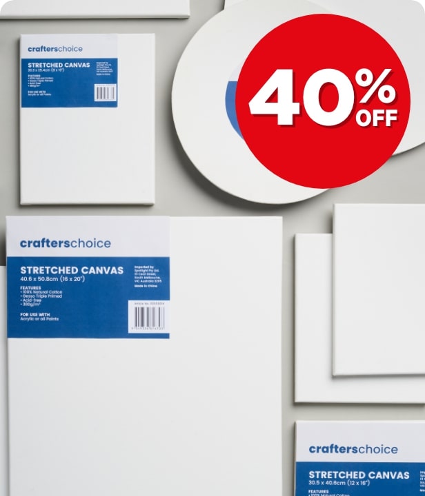 40% Off All Stretched Canvas, Panels & Boards