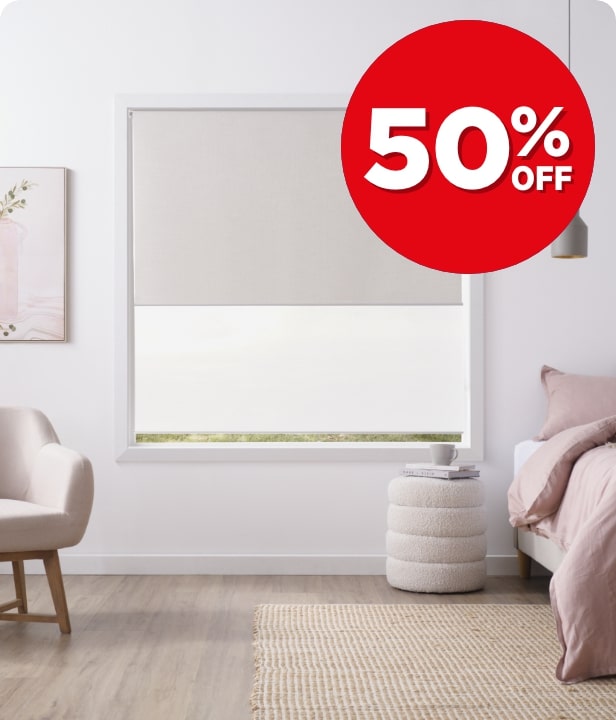 50% Off Mira Roller Blinds Single Blockout & Dual