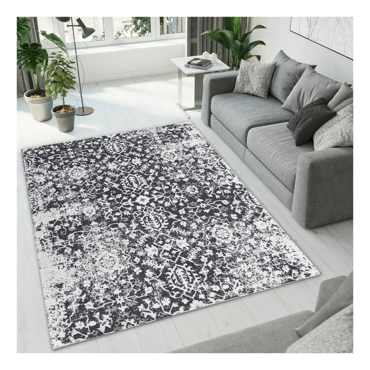 Black and White Paw Print Accent Rug, 2x3 feet