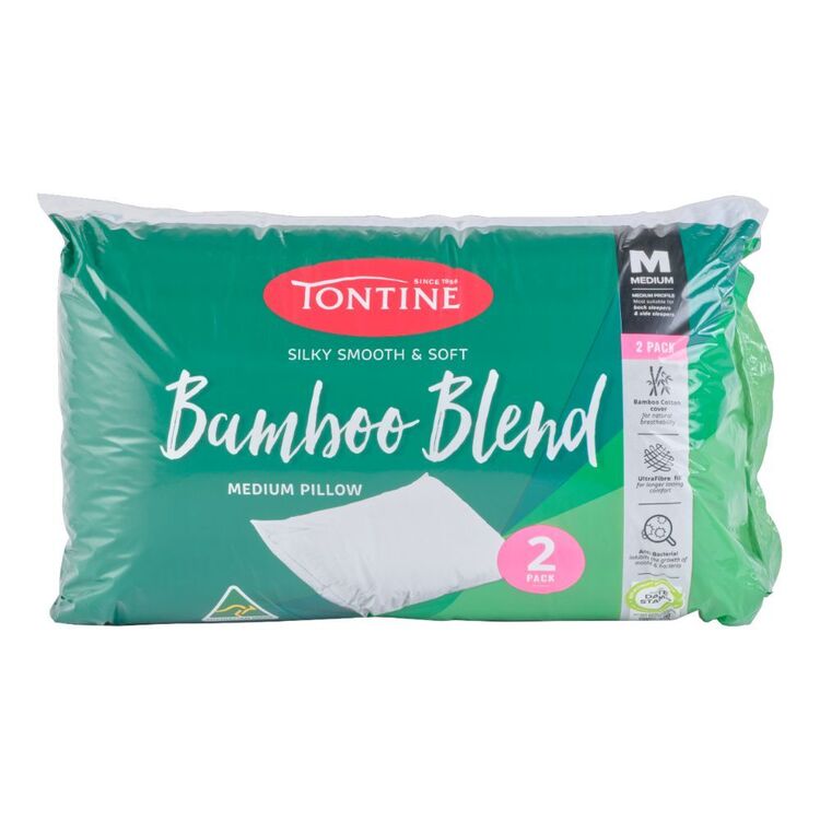 Tontine Bamboo Blend 2 Pack Pillows  White Standard