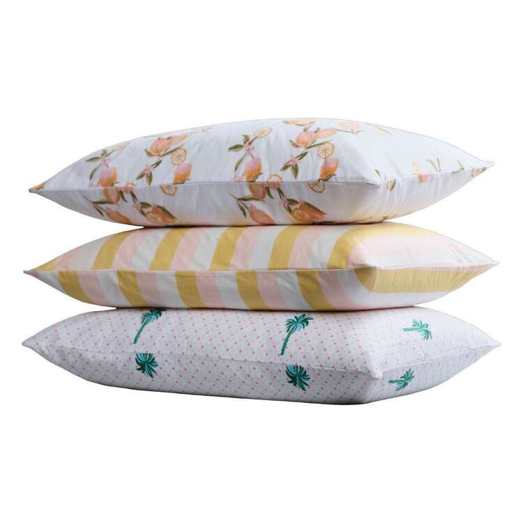 KOO Printed Washed Cotton Peach 2 Pack Pillowcases Multicoloured