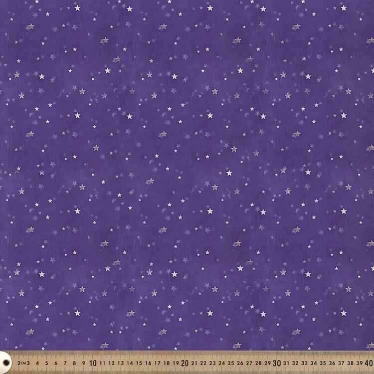 Stars 148 cm Metallic Organza Fabric Purple 148 cm