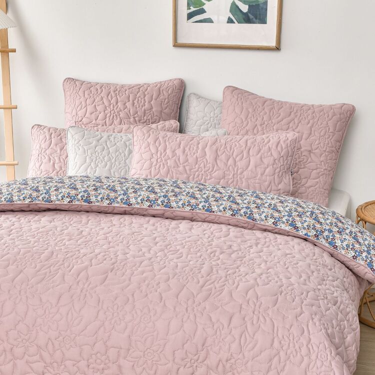 KOO Magnolia Quilted Quilt Cover Set Blush King