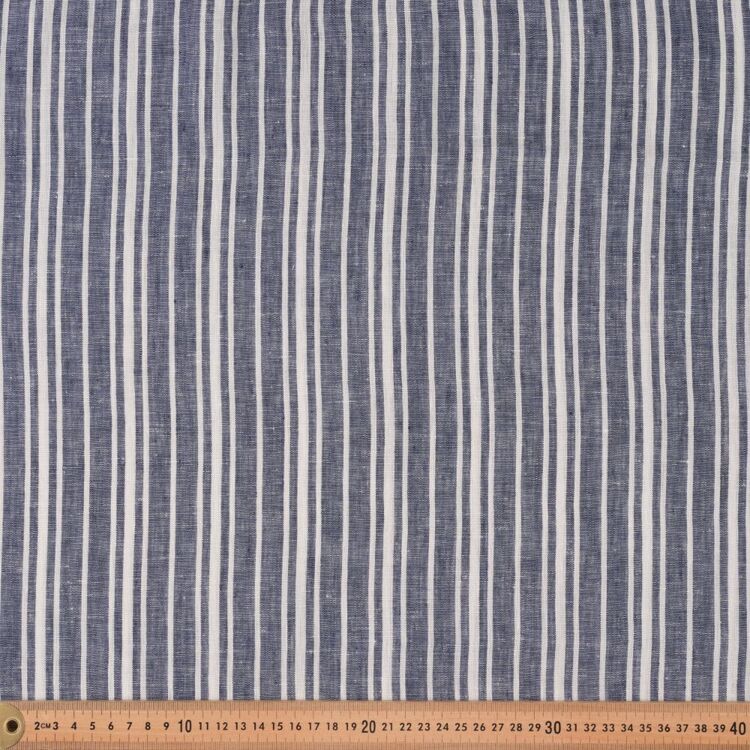 Yarn Dyed Vertical Stripe 135 cm Linen Fabric Naval Academy & Foggy Dew