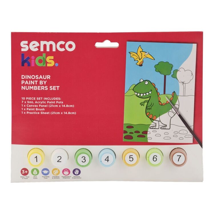 Semco Kids Paint By Numbers Dinosaur 10 Pack Multicoloured