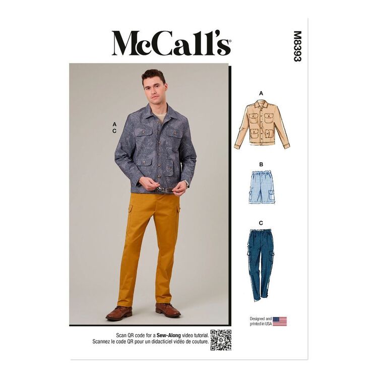 Mccalls M8393 Men's Jacket, Shorts and Pants Pattern White