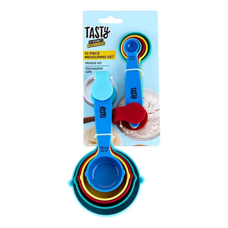 Tasty 10-Piece Measuring Cup and Spoon Set, Multi-Color 