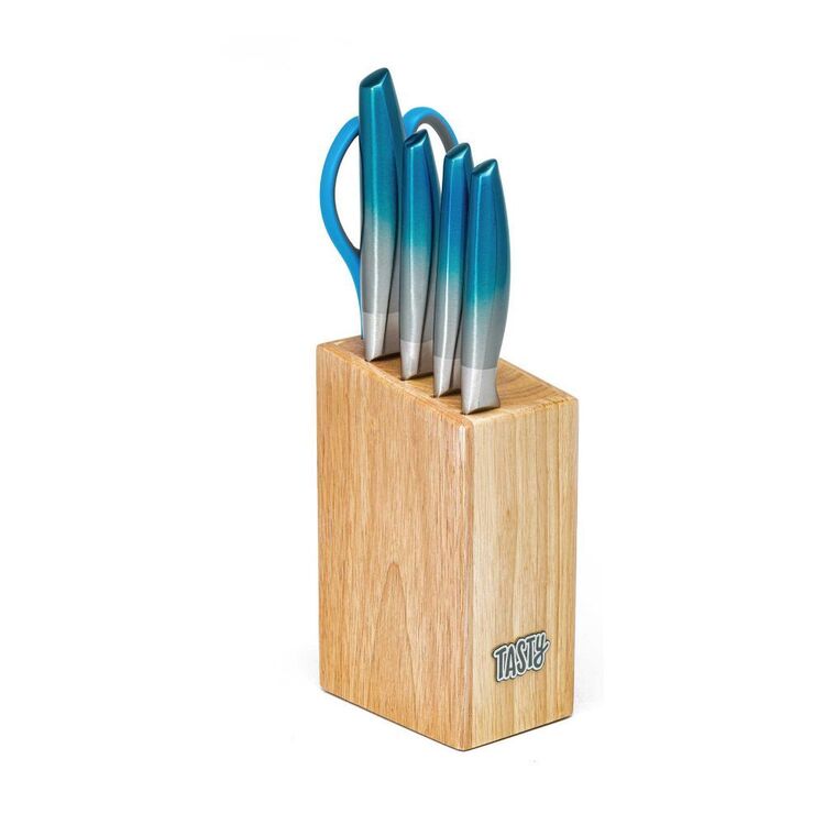 Tasty Cutlery Knife Set with Shears, Stainless Steel, Blue, 4