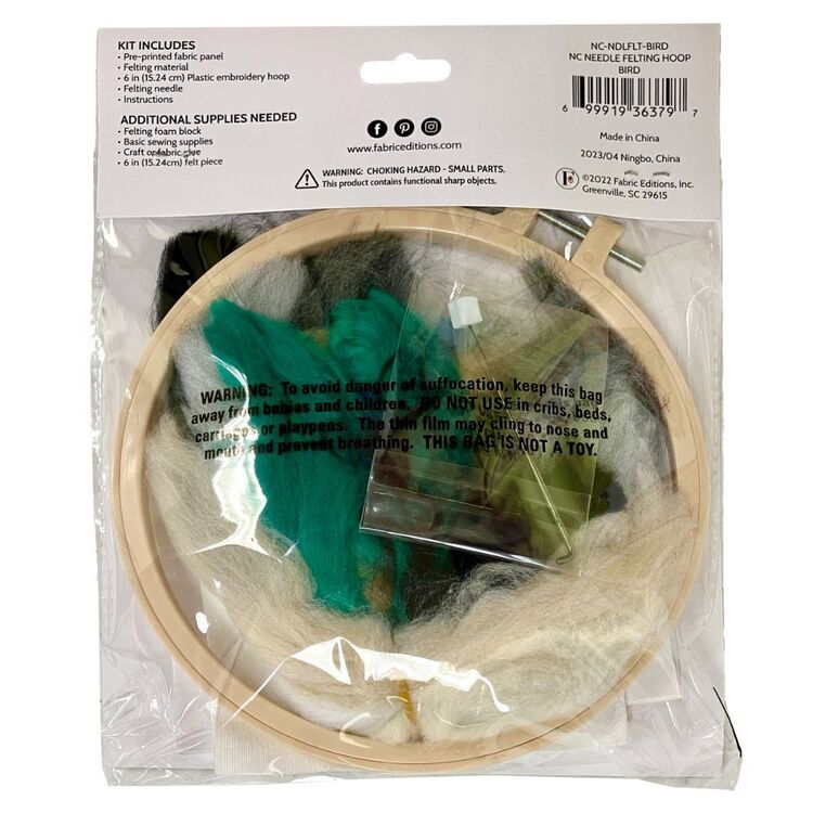 Needle Creations Needle Felting Kit Hoop Bird Multicoloured