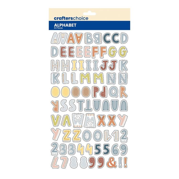 Crafters Choice Chipboard Baby Boy Alphabet Stickers Multicoloured