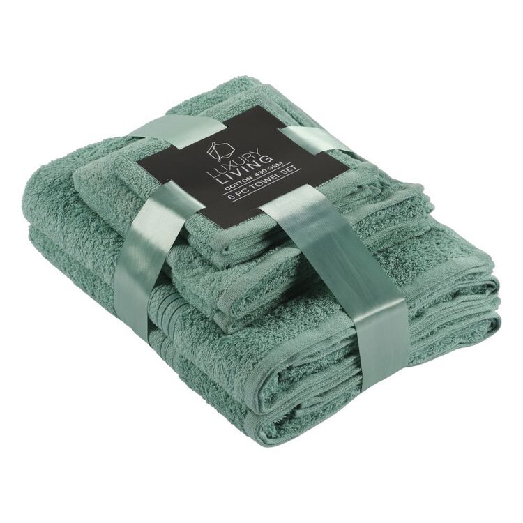 Luxury Living Ami 430GSM 6 Piece Towel Set Aqua