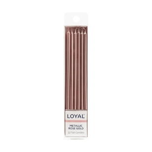 Loyal Tall Candle 12 Piece Set Rose Gold