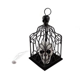 Spooky Hollow Animated Skull In Prison Decoration Multicoloured