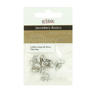 Ribtex Jewellery Basics Leather Smooth Clamp Dark Silver 10 mm