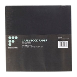 Francheville Black Cardstock 25 Pack Black 30 x 30 cm