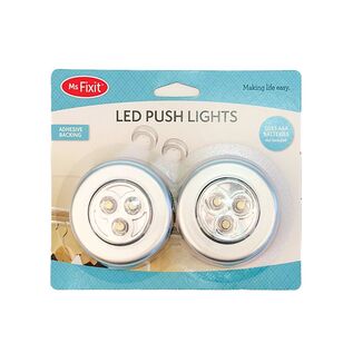 Ms Fix-It LED Push Lights 2 Pack Silver