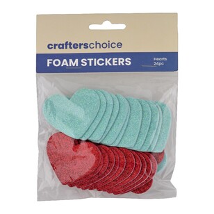 Crafters Choice Hearts Glitter Foam Stickers Red & Blue