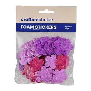 Crafters Choice Flowers Glitter Foam Stickers Pink & Purple