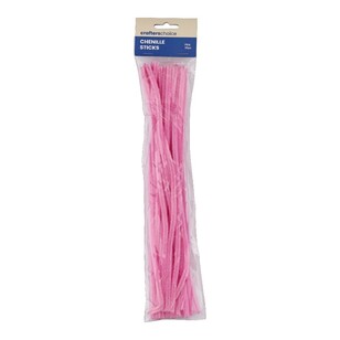 Crafters Choice Plain 6mm x 30cm Chenille Sticks 30 Pack Pink 6 mm x 30 cm