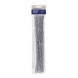 Crafters Choice Glitter Chenillie Sticks 30 Pack White 6 mm x 30 cm