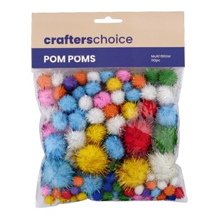 Crafters Choice Mixed Glitter Pom Poms Glitter