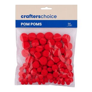 Crafters Choice Assorted Pom Poms Red