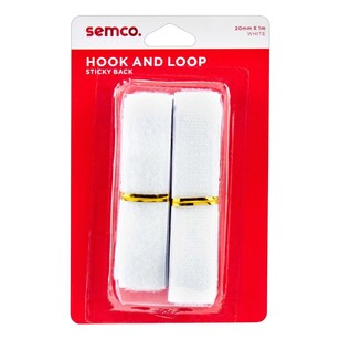 Semco 20mm x 1m Sticky Hook & Loop White