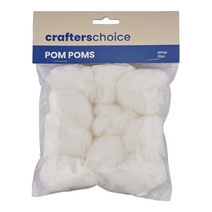 Crafters Choice Pom Poms 63Mm White 63 mm