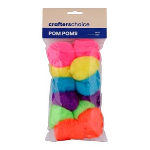 Crafters Choice Chenille Pom Pom 12 Pack Multicoloured
