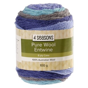 4 Seasons Pure Wool Entwine Cake Yarn Ocean Stripes 100 g