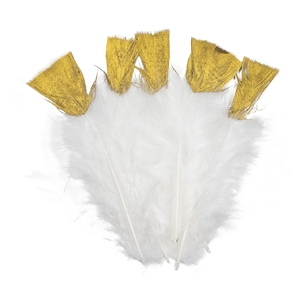 Craftsmart Marabou Feather 10 Pack White & Gold