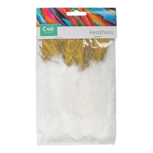 Craftsmart Marabou Feather 10 Pack White & Gold