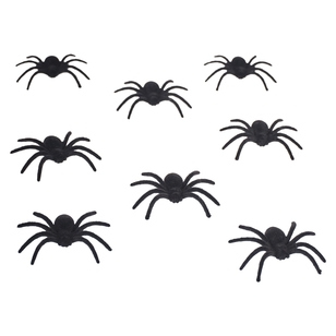 Spooky Hollow Flocked Spiders 8 Pack Black