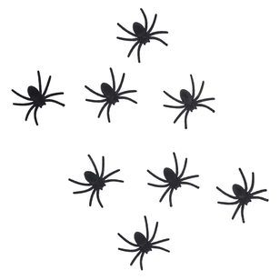 Spooky Hollow Flocked Spiders 8 Pack Black