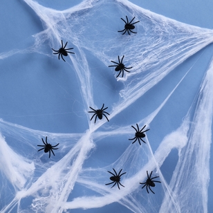 Spooky Hollow Flocked Spiders 8 Pack Black