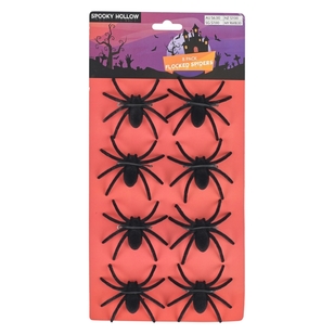 Spooky Hollow Flocked Spiders 8 Pack Black