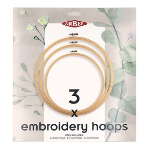 Arbee Embrodiery Hoops 3 Pack Set Natural 10 / 15 / 20 cm