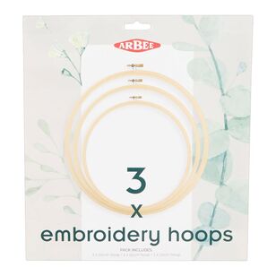 Arbee Embrodiery Hoops 3 Pack Set Natural 10 / 15 / 20 cm