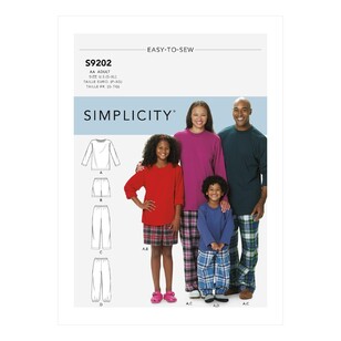 Simplicity Sewing Pattern S9202 Misses'/Men's/Children's/Boys'/Girls' T-Shirt, Shorts & Pants AA S - XL