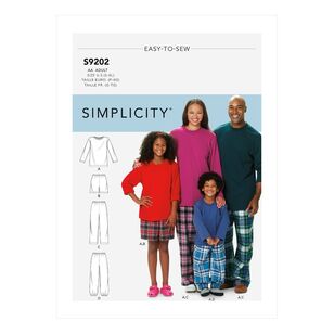 Simplicity Sewing Pattern S9202 Misses'/Men's/Children's/Boys'/Girls' T-Shirt, Shorts & Pants BB S - XL