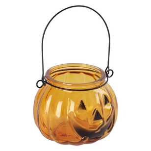 Spooky Hollow Glass Jack O'Lantern  Orange