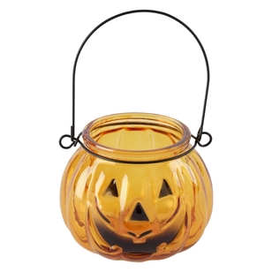 Spooky Hollow Glass Jack O'Lantern  Orange