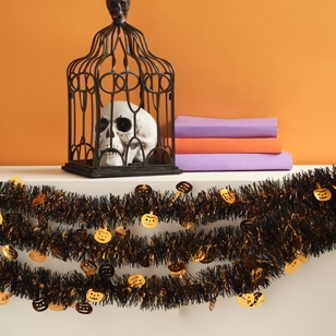 Spooky Hollow Pumpkin Tinsel Orange 4 m